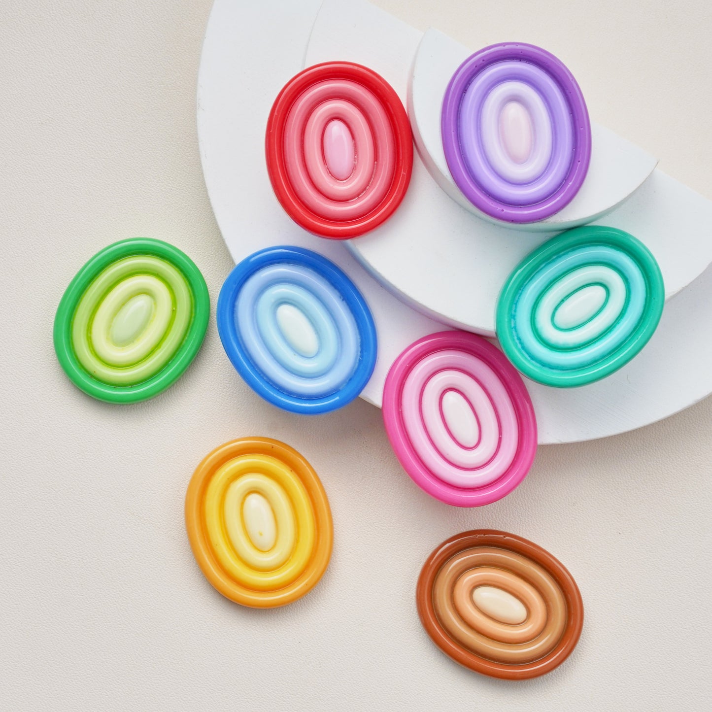 #B16 Small Size Rainbow Color Ellipse-shaped Board Multiple Colors Mix