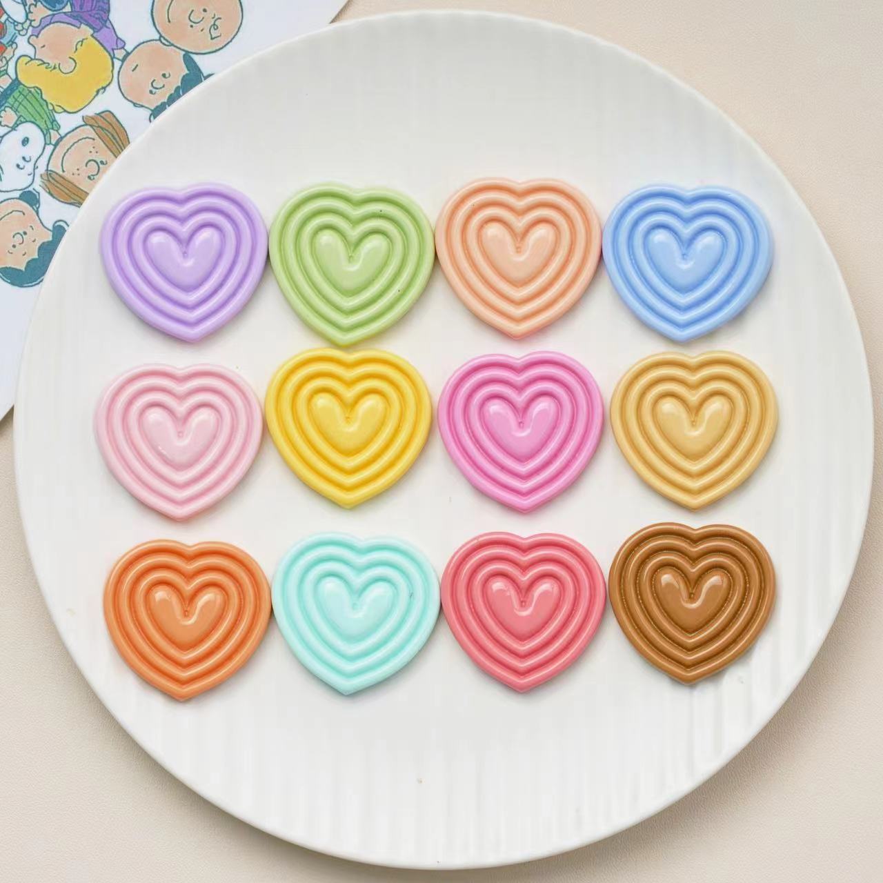 #B26 Small Size Solid Color Heart-shaped Board Multiple Colors Mix