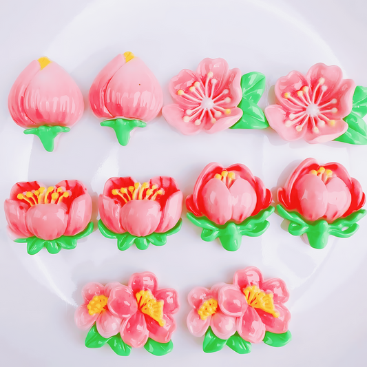 FL102 Pink Flowers Design Charm Set