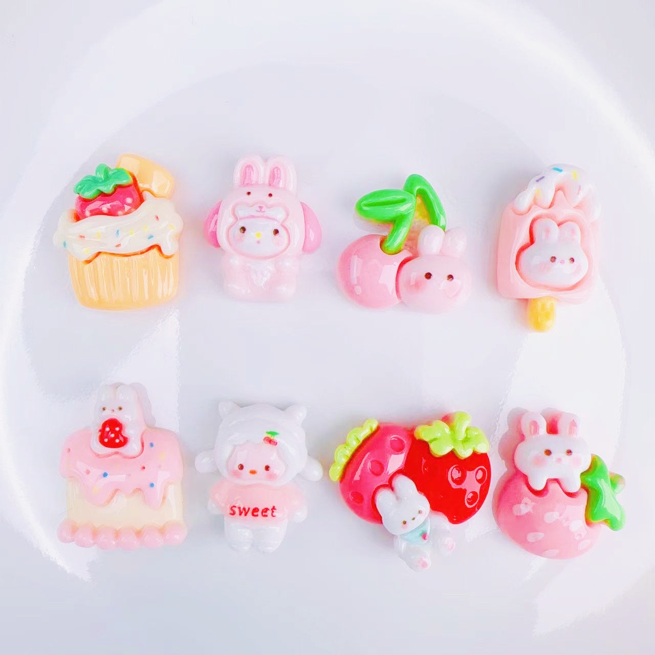 FD103 Bunny Fruit Cake Design Charm Set